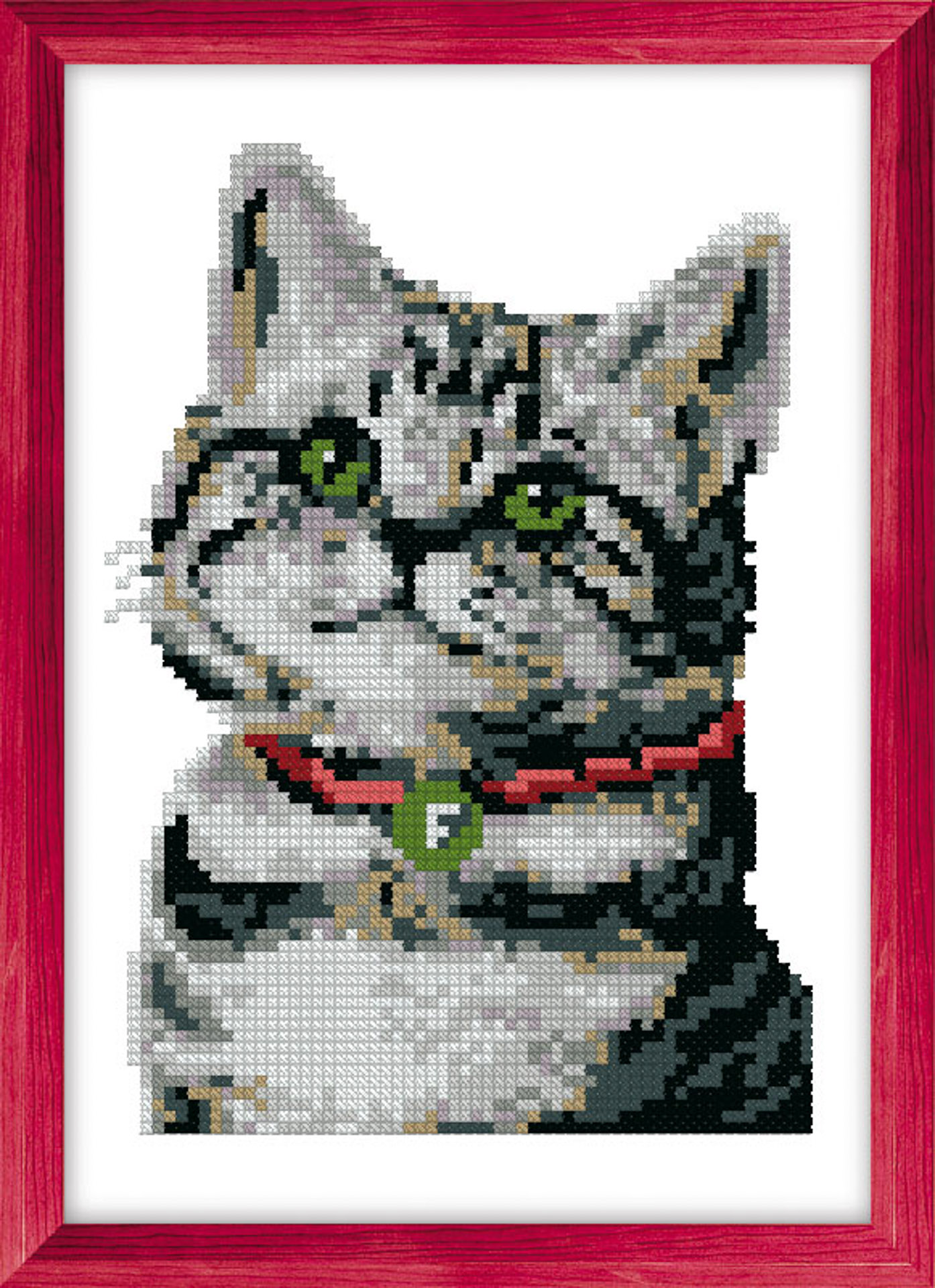 Lot Dépliant Point De Croix Motif "Chat Morning Glory" - Inclut Diagramme, Toile Aida Et Fils